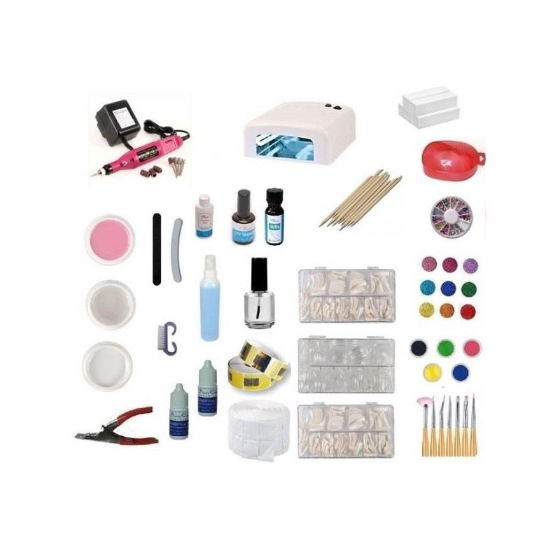 KIT DE UÑAS GEL COMPLETO LÁMPARA + TORNO 20.000 RPM