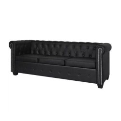 Sillon Chester Negro 3 Plazas