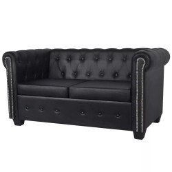 Sofa Chester Negro 2 Plazas