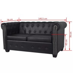 Sofa Chester Negro 2 Plazas