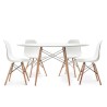 Conjunto Mesa Redonda 120 cm + 4 Sillas Eiffel Blancas